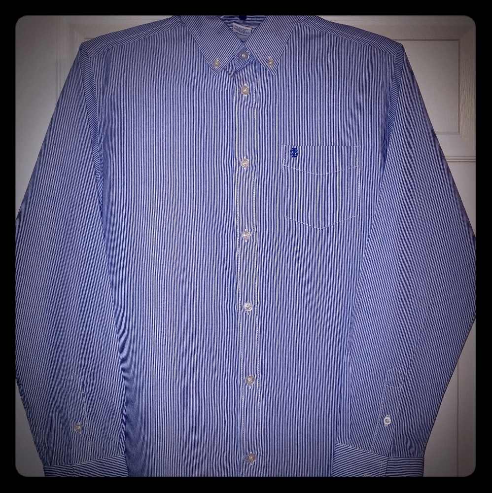 Izod Boys Blue and White Pinstripe Button Down
